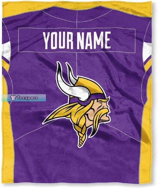 Personalized Big Logo Texture Minnesota Vikings Throw Blanket