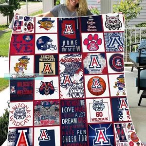 Arizona Wildcats Football Colorful Squares Fuzzy Blanket 2