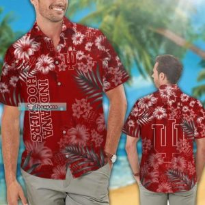 Crimson Leaves Flowers Indiana Hoosiers Hawaiian Shirt 1