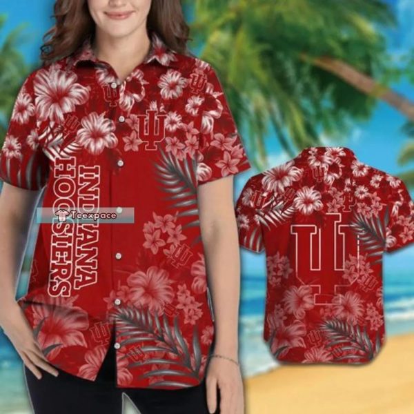 Crimson Leaves Flowers Indiana Hoosiers Hawaiian Shirt
