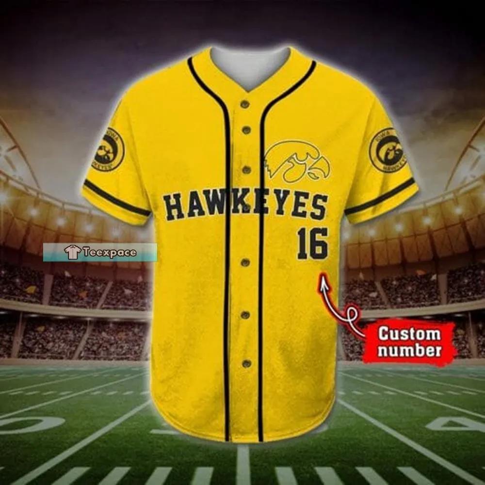 Custom Name Number Iowa Hawkeyes Tearing Mascot Baseball Jersey 2