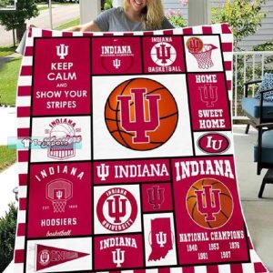 Indiana Hoosiers Keep Calm And Show Your Stripes Sherpa Blanket 2