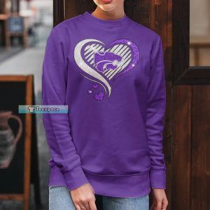 Kansas State Wildcats Heart Glitter Pattern Long Sleeve Shirt