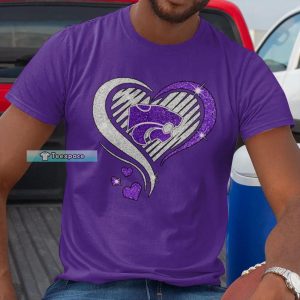 Kansas State Wildcats Heart Glitter Pattern Unisex T Shirt