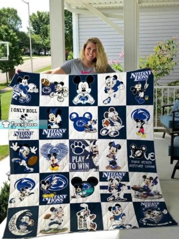 Penn State Nittany Lions Mickey Pattern Throw Blanket
