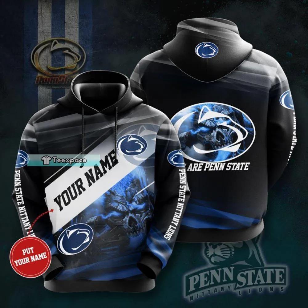 Personalized Blue Fire Skull Nittany Lions Penn State Hoodie