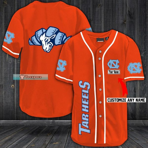 Personalized Tar Heels Orange Baseball Jersey