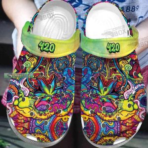420 Trippy Tie Dye Weed Crocs 1